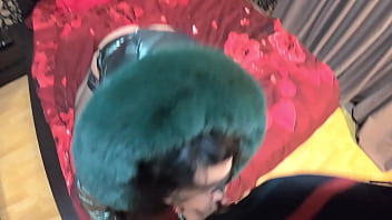 Stepmom was face fucked cum on shiny and fluffy down jacket preview