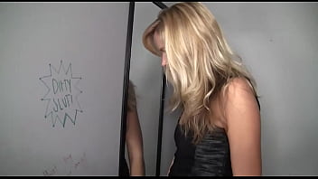 Blonde and horny darcy tyler works the glory hole for a sloppy blow job