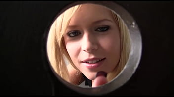 Blonde and horny darcy tyler works the glory hole for a sloppy blow job
