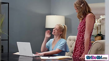 Stepmom charlotte stokely and her stepdaughter khloe kingsley have a secret milf is pussy licked under the table right under her wifes nose