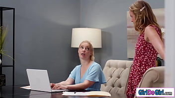 Stepmom charlotte stokely and her stepdaughter khloe kingsley have a secret milf is pussy licked under the table right under her wifes nose