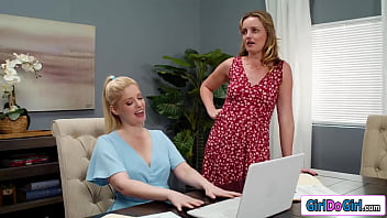 Stepmom charlotte stokely and her stepdaughter khloe kingsley have a secret milf is pussy licked under the table right under her wifes nose