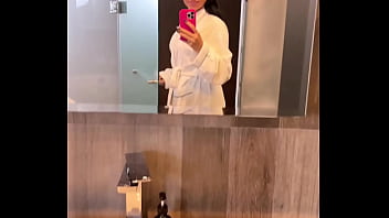 Horny busty milf in flower bath plays with her pussy