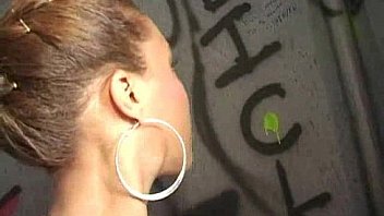 Ebony slut fucks a white gloryhole cock in her first interracial scene 5