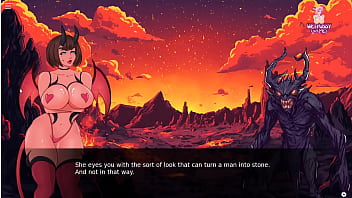 Lucky monster lady pink trying to get customers and lady pink giving a blow job and anal fucked by a demon