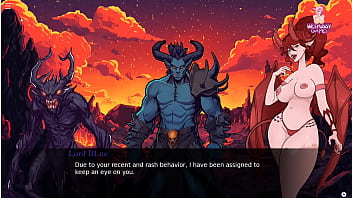 Lucky monster lady pink trying to get customers and lady pink giving a blow job and anal fucked by a demon