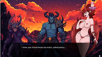 Lucky monster lady pink trying to get customers and lady pink giving a blow job and anal fucked by a demon