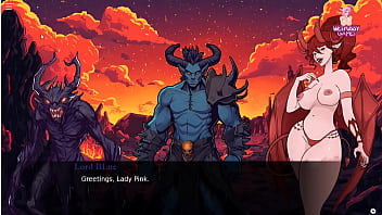 Lucky monster lady pink trying to get customers and lady pink giving a blow job and anal fucked by a demon