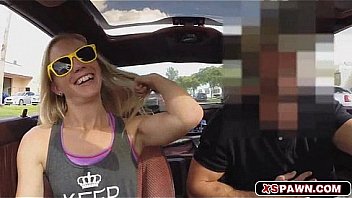 Horny hot blonde babe sucking huge hard meat