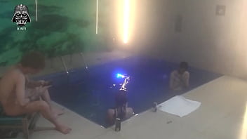 Threesome with friends in the motel pool