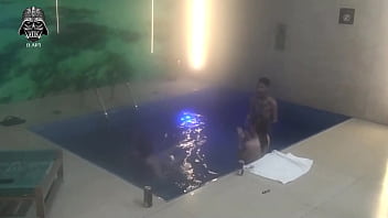 Threesome with friends in the motel pool
