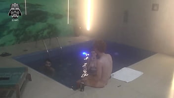 Threesome with friends in the motel pool