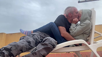 Accidental blowjob how well the neighbour sucks i cum in her mouth hidden on the community terrace