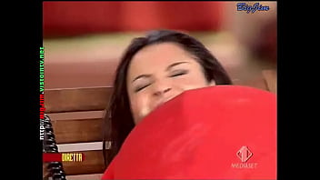 Cute lady in a miniskirt shows pantyhose upskirts on live television Cute lady in a miniskirt shows pantyhose upskirts on live television