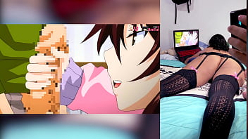 Reaccionando a henta de mamadas ricas con semen en la garganta y tetas grandes me gusta como mi hermanastro muestra mi culote