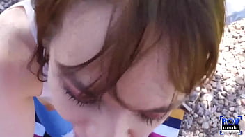 Sailor luna wouldn't mind to blow miles long's cock at the park