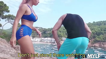 Fitness babe briana banderas has been training handsome dude marco banderas but when marco clearly needs some motivation she offers him a well deserved prize