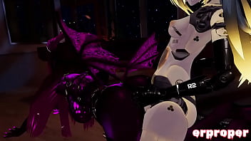 Vrchat a deamon a robot and a dragon have hot 3way