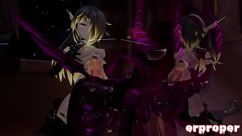 Vrchat a deamon a robot and a dragon have hot 3way