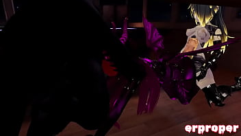 Vrchat a deamon a robot and a dragon have hot 3way