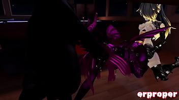 Vrchat a deamon a robot and a dragon have hot 3way