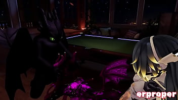 Vrchat a deamon a robot and a dragon have hot 3way