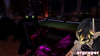 Vrchat a deamon a robot and a dragon have hot 3way