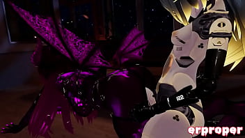 Vrchat a deamon a robot and a dragon have hot 3way