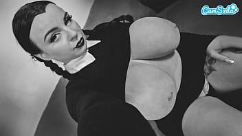 Thick ass wednesday addams with big tits and wet pussy plays with herself cosplay