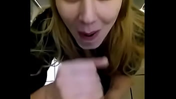 Blonde girl sucking black dick at work in the bathroom on break Blonde girl sucking black dick at work in the bathroom on break