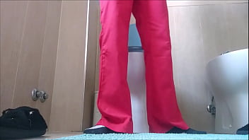 It's toilet time with my red pants