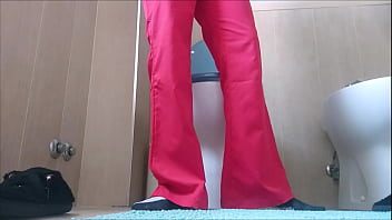 It's toilet time with my red pants