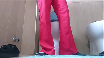 It's toilet time with my red pants