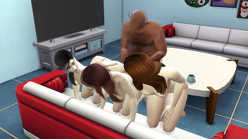 The stepfather has a good time with his step daughters while the mother works