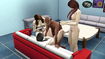 The stepfather has a good time with his step daughters while the mother works