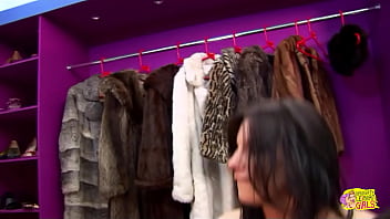 Bombshell shop assisant gets her hands on a bitchy customer and fucks her