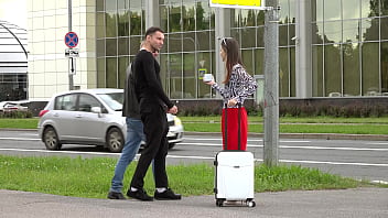 Gorgeous tourist baby doll gets covered in cum after stranger dp sex gp3103