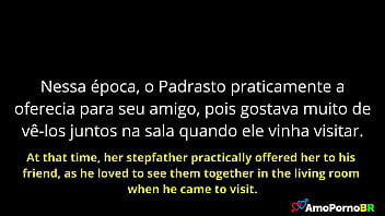 O padrasto oferecia ao seu melhor amigo pra meter na sua doce enteada