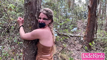 Tied to tree and forcefully fucked in middle the jungle