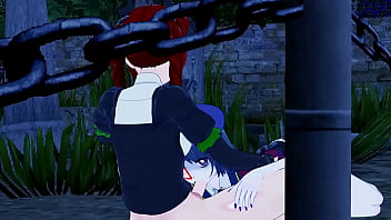 Rin kaenbyou plays with miyako yoshika in the myouren temple cemetery futanari