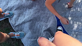 The guys caught the village slut sunbathing naked and couldn't resist fucking her pussy 1 213