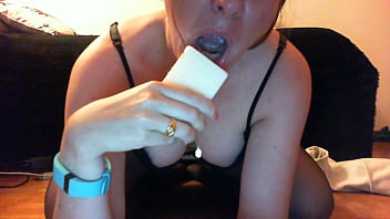 Nicoletta's solo exploration of mouth soap fetish in her private room