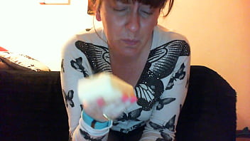 Nicoletta's solo exploration of mouth soap fetish in her private room