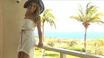 Horny blond with big natural tits rubs her pussy to hard orgasm