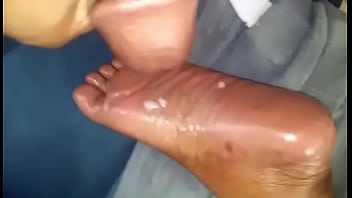 Warm cum droplets squirting on s feet