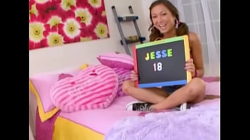 Jesse jorden cute petite 18 yo huge cock pov blowjob and cum facial her first scene