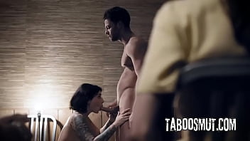 Hot brunette getting ass fucked hard while her teachers watching