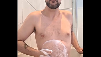 Horny On Bed Ended Up Being A Soapy Wank And Cum thumbnail