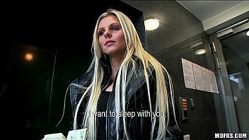 Gorgeous blonde czech girl is picked up and paid for public sex