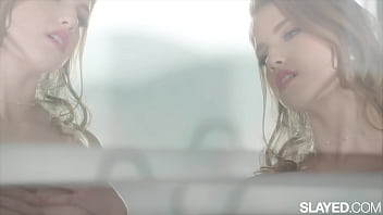 Slayed insatiable babes enjoy lesbian fuck